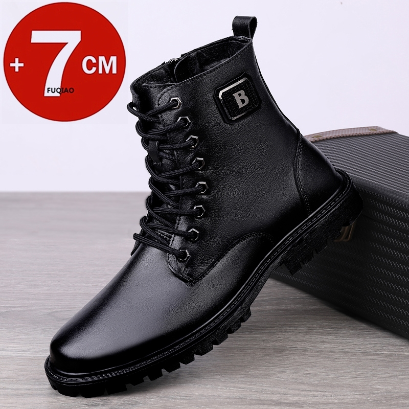 Men Shoes Formal - Мужские ботинки-лифты из натуральной кожи, зимние