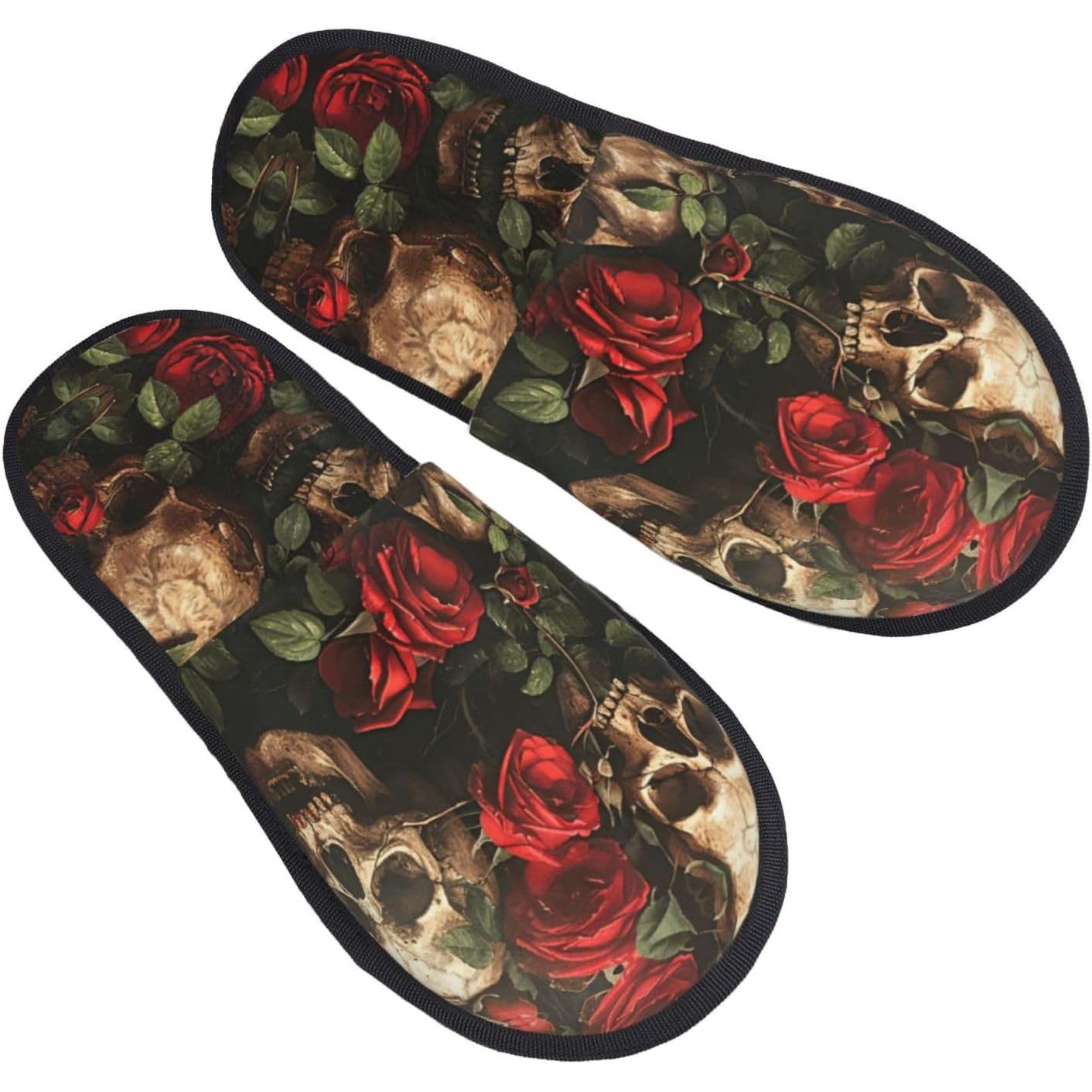 Men Shoes Red - Осень-зима, нечеткие тапочки с принтом черепа