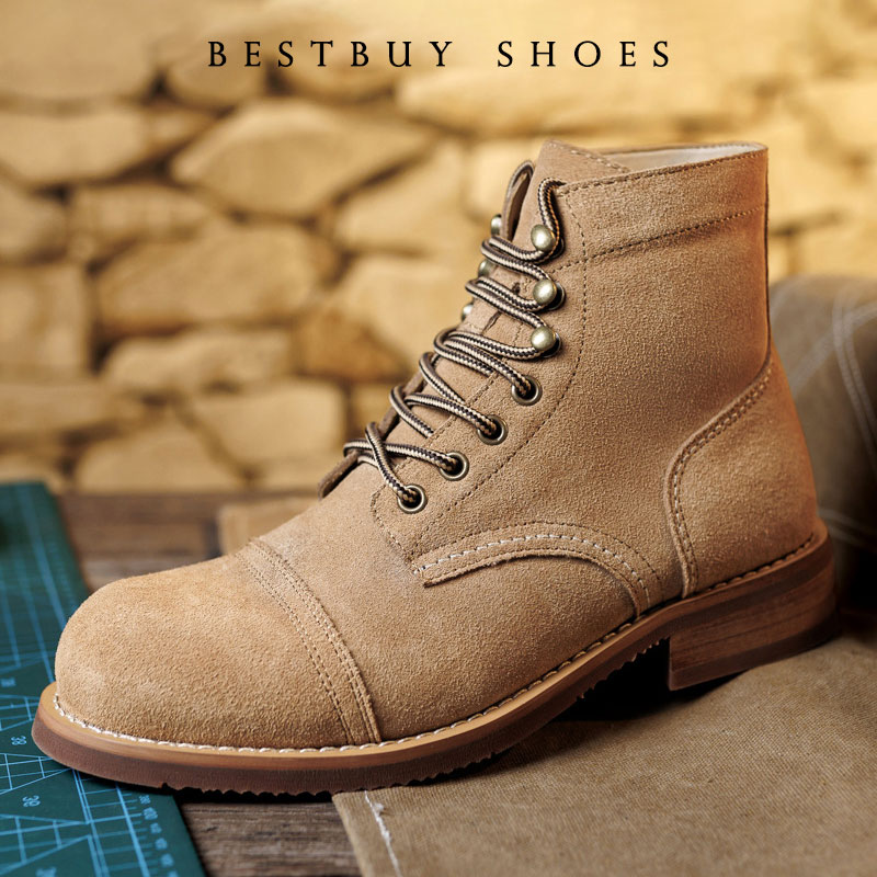 Men Shoes Red - Винтажные мужские мотоциклетные ботинки из качественной