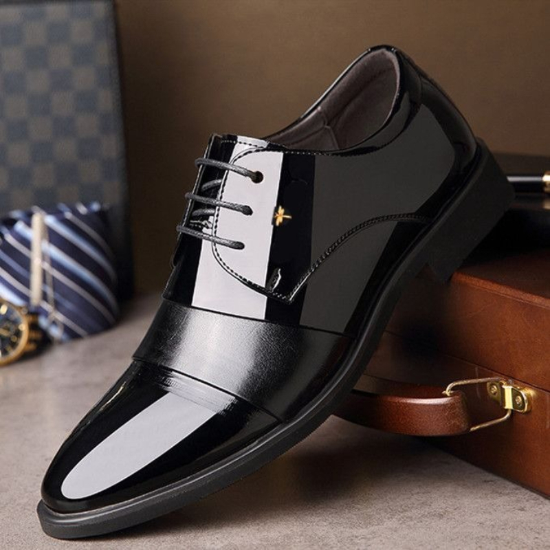 Men Shoes Formal - Мужские кожаные деловые туфли с круглым