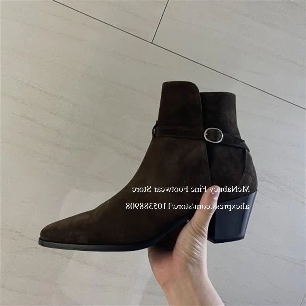 Men Shoes Formal - Роскошные черные замшевые ботинки челси с