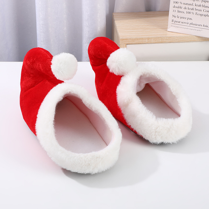 Men Shoes Red - Рождественские тапочки, нескользящие, красные, плюшевые, с