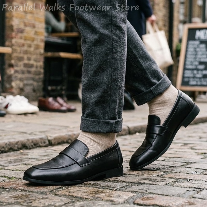 Мужские черные кожаные лоферы  – обзор и цена Men Shoes Formal