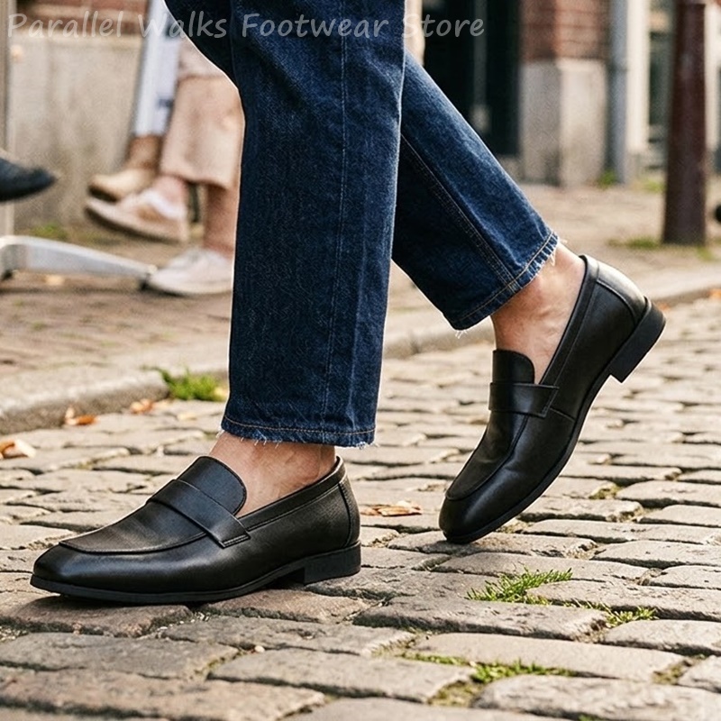 Мужские черные кожаные лоферы  – обзор и цена Men Shoes Formal