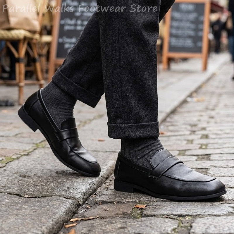 Мужские черные кожаные лоферы  – обзор и цена Men Shoes Formal