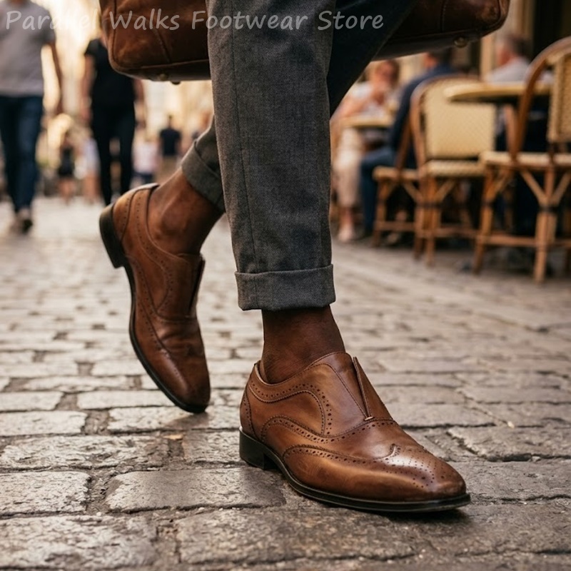 Мужские коричневые кожаные туф – обзор и цена Men Shoes Formal